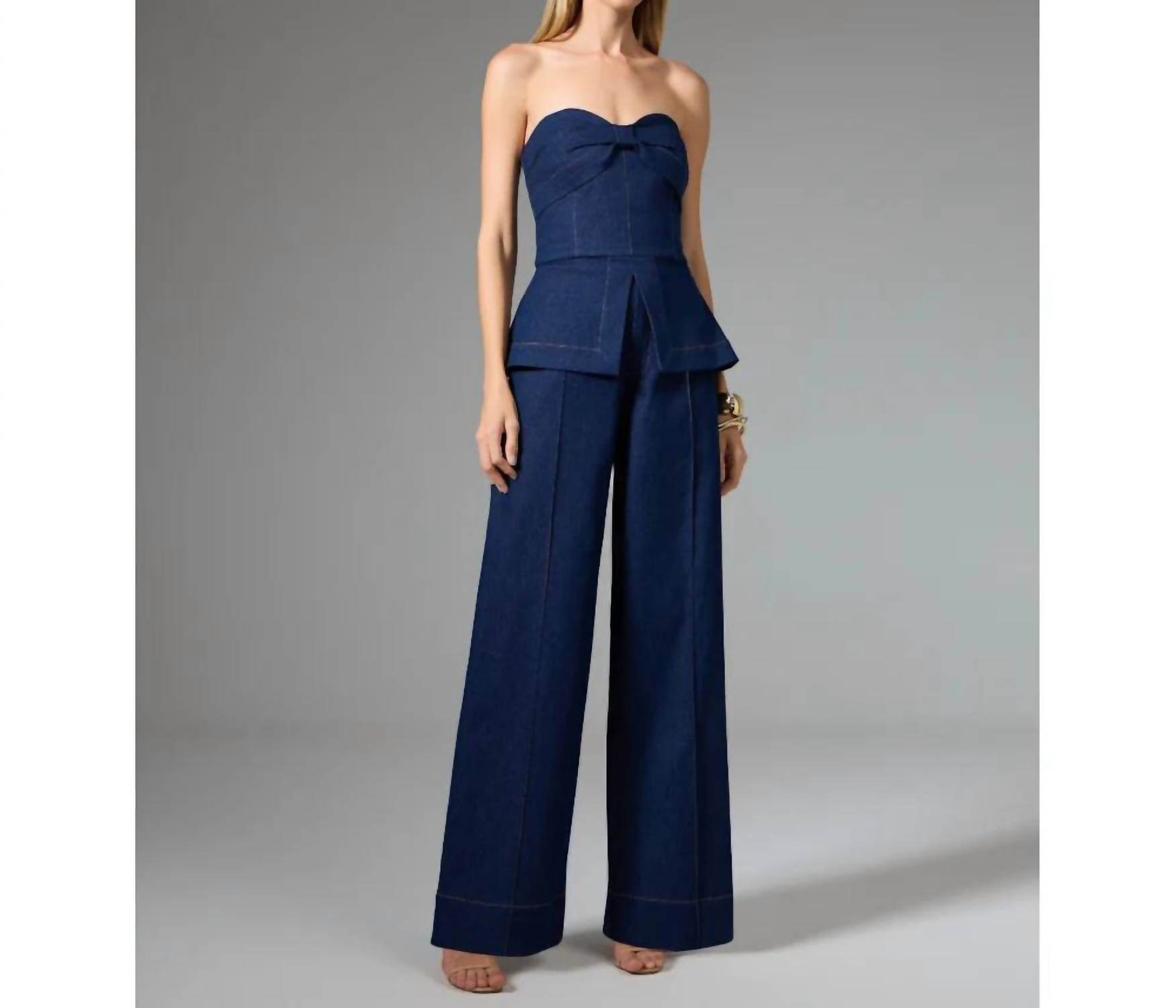 Strass - Denim Top And Pants Set - Rack Hunt -