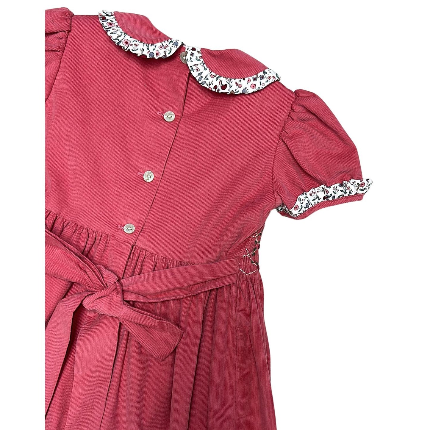 Girl's Isabella Hand Smocked Corduroy Dress
