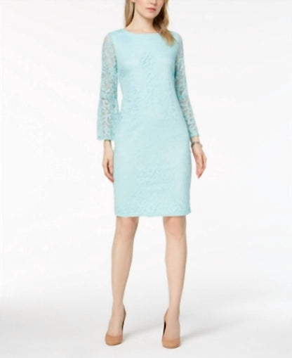 Lace Bell Sleeve Sheath Dress