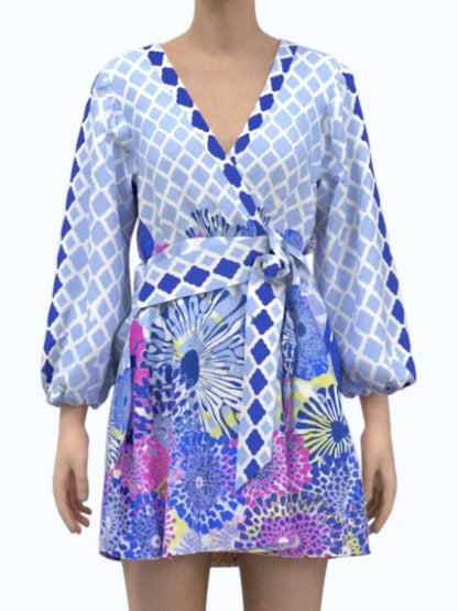 Long Sleeve Floral Wrap Dress