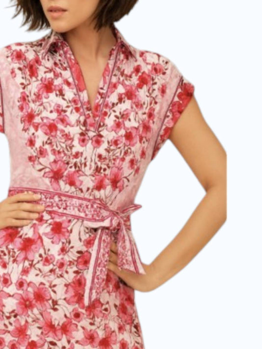 Short Sleeve Striped Floral Maxi Dress