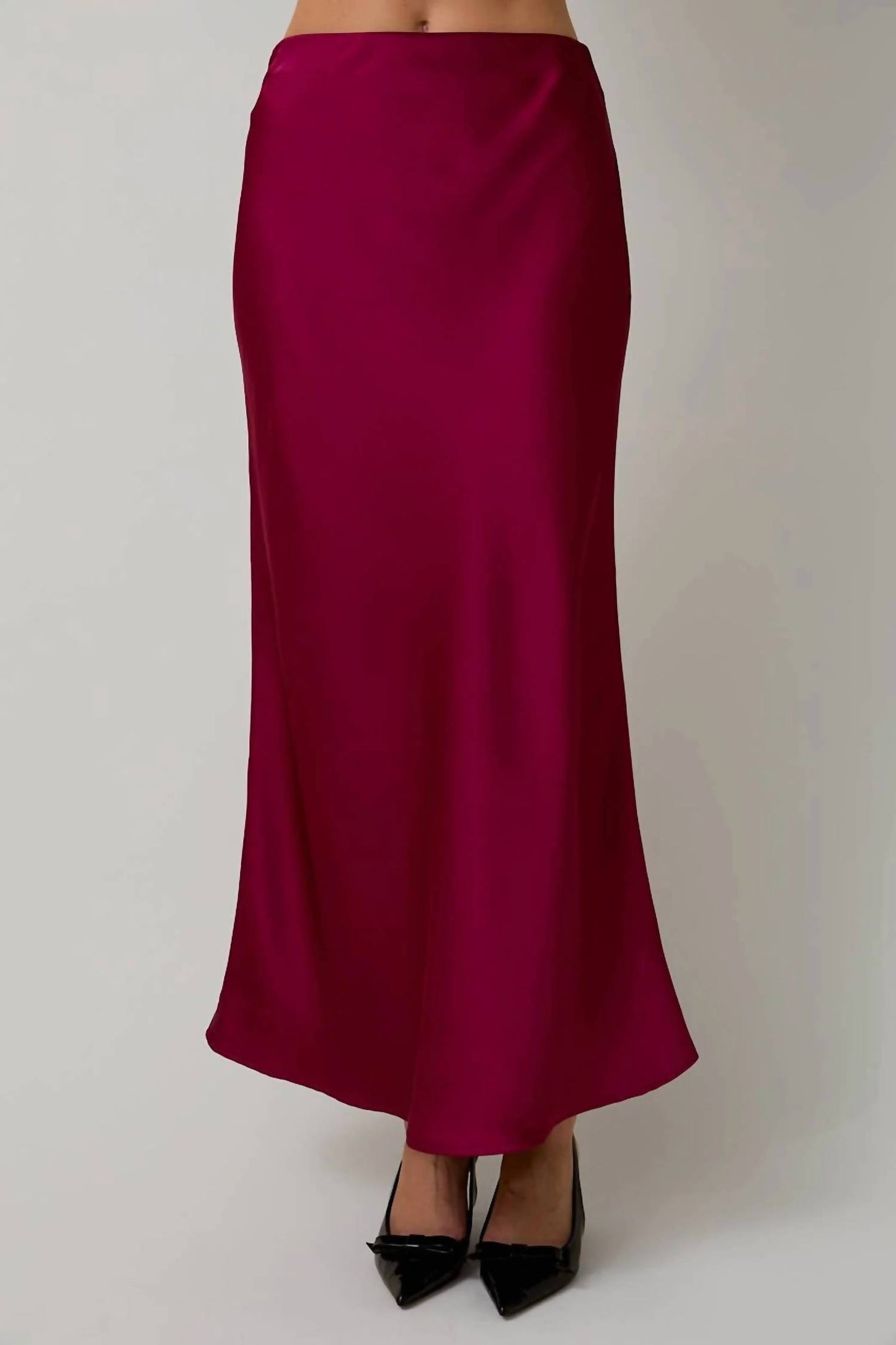 Bias Cut Satin Midi Skirt