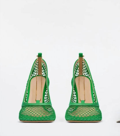 Women's Mesh Square-toe Pumps