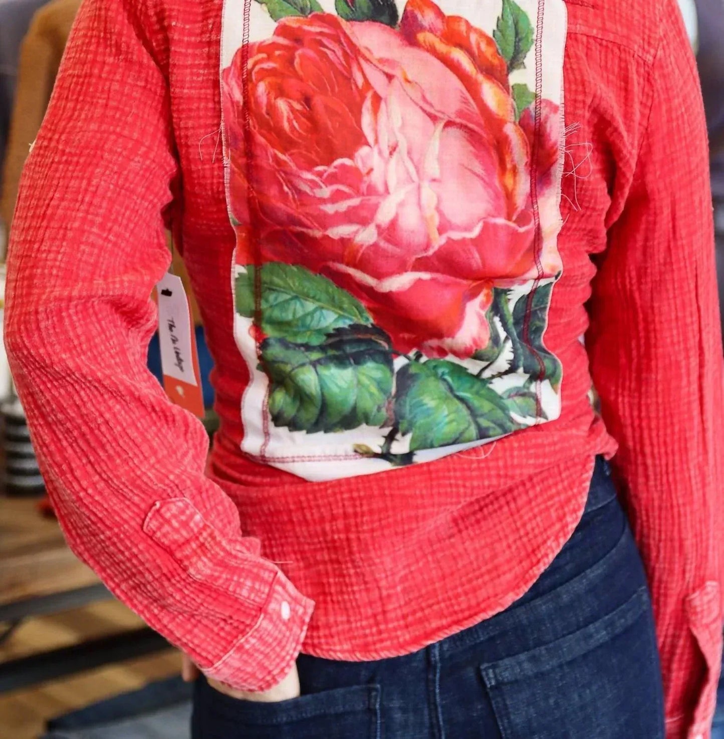 The NU Vintage - ROSE PATCH BUTTON UP TOP - Rack Hunt