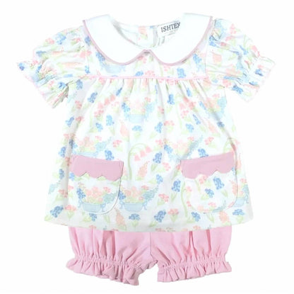 Girls Floral Elastic Waist Bloomers Set
