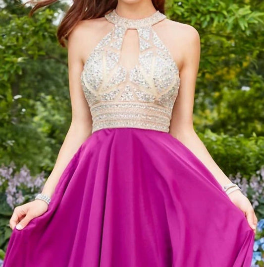 Illusion Halter A-line Evening Gown