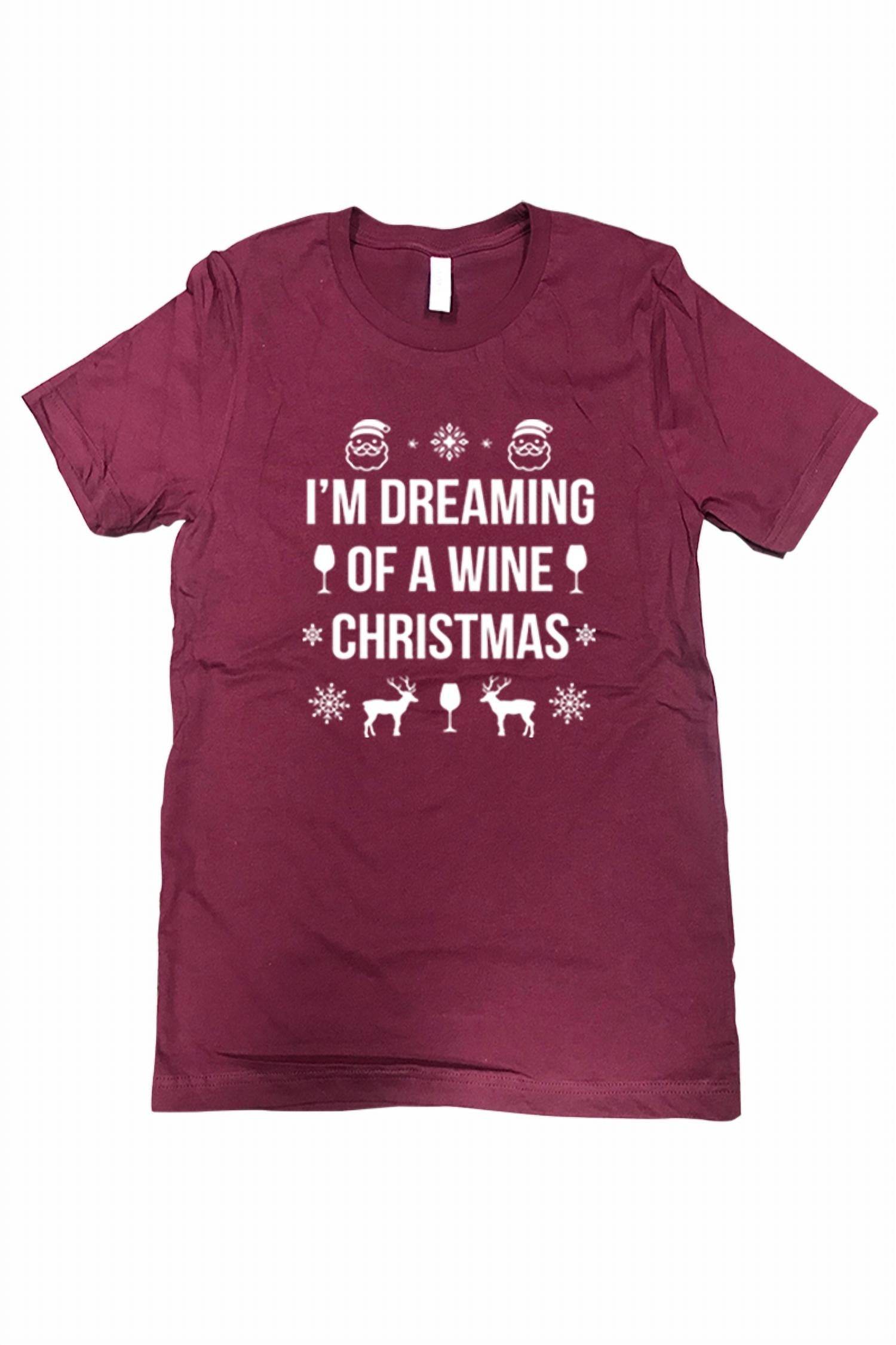 Urbanarteez - Women's Dreaming Of A Wine Christmas Tee - Plus - Rack Hunt -