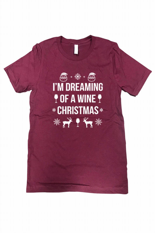Urbanarteez - Women's Dreaming Of A Wine Christmas Tee - Plus - Rack Hunt -
