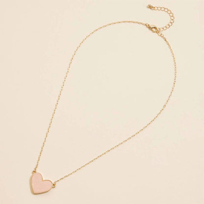 Women's Heart Druzy Stone Charm Short Necklace