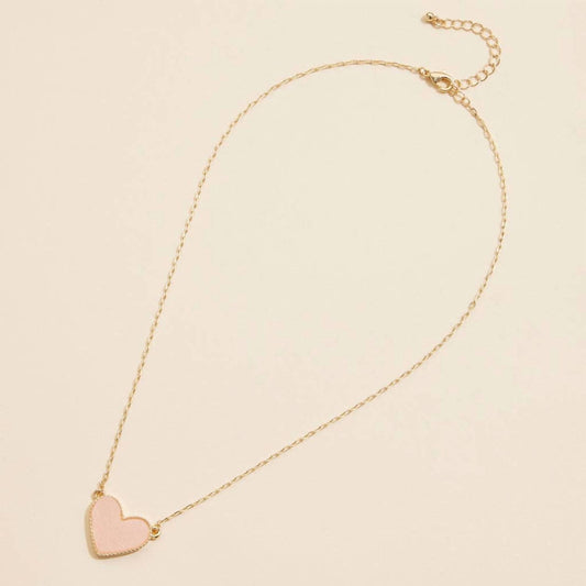 Women's Heart Druzy Stone Charm Short Necklace