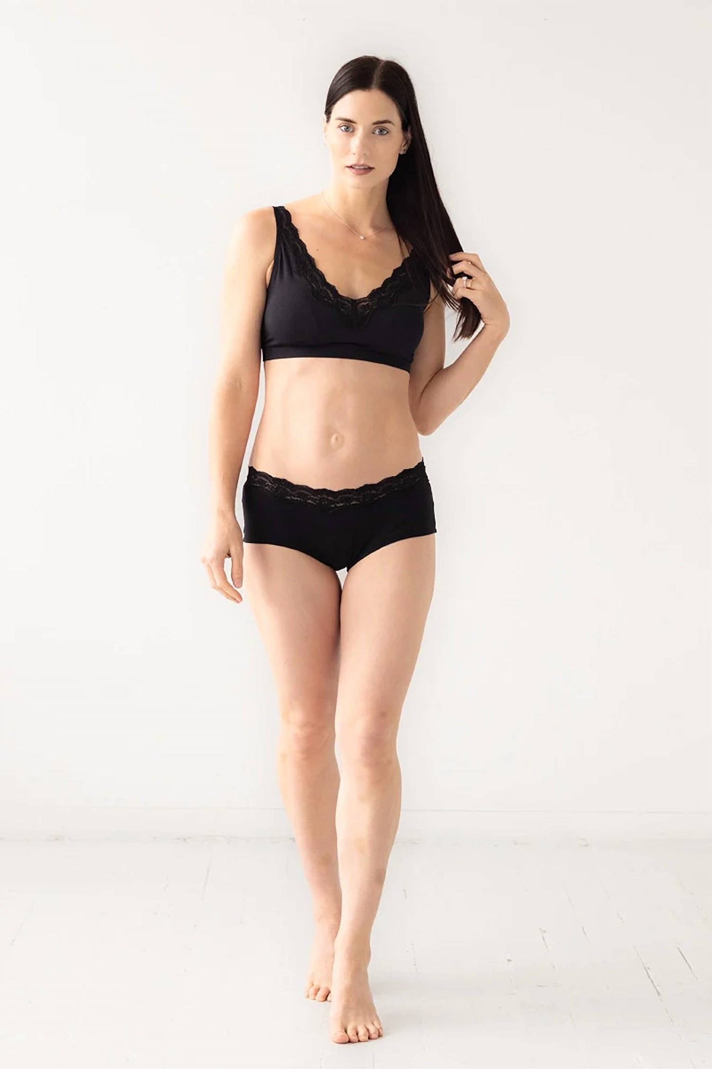 Cotton Bralette With Lace Edge