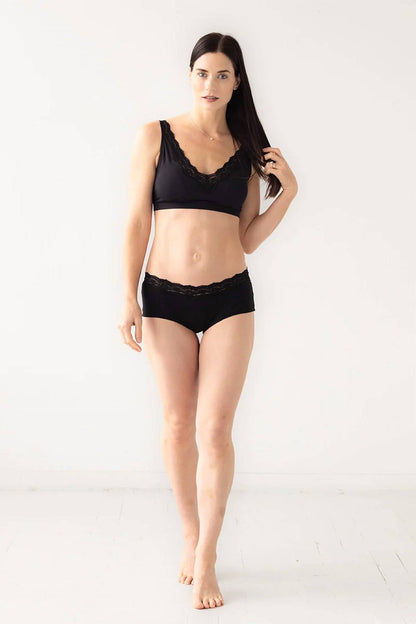 Cotton Bralette With Lace Edge