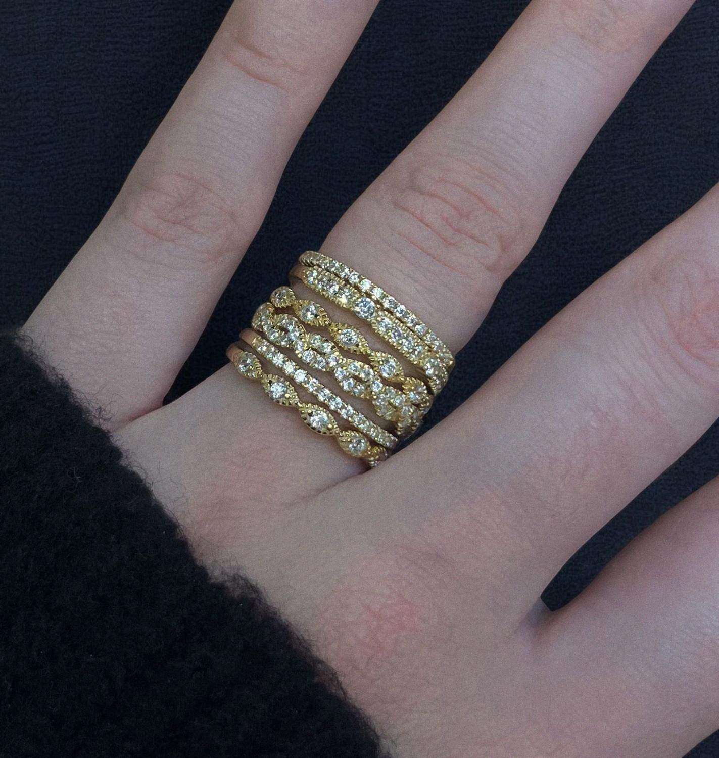 Allyanna Gifts - Women's 6 Band Cubic Zirconia Stackable Ring Set - Rack Hunt