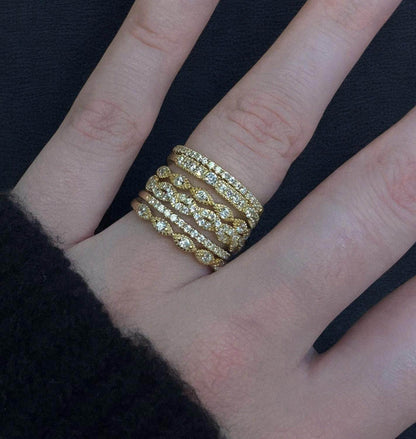 Allyanna Gifts - Women's 6 Band Cubic Zirconia Stackable Ring Set - Rack Hunt