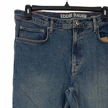 Stretch Cotton Blend Straight Fit Denim Jeans