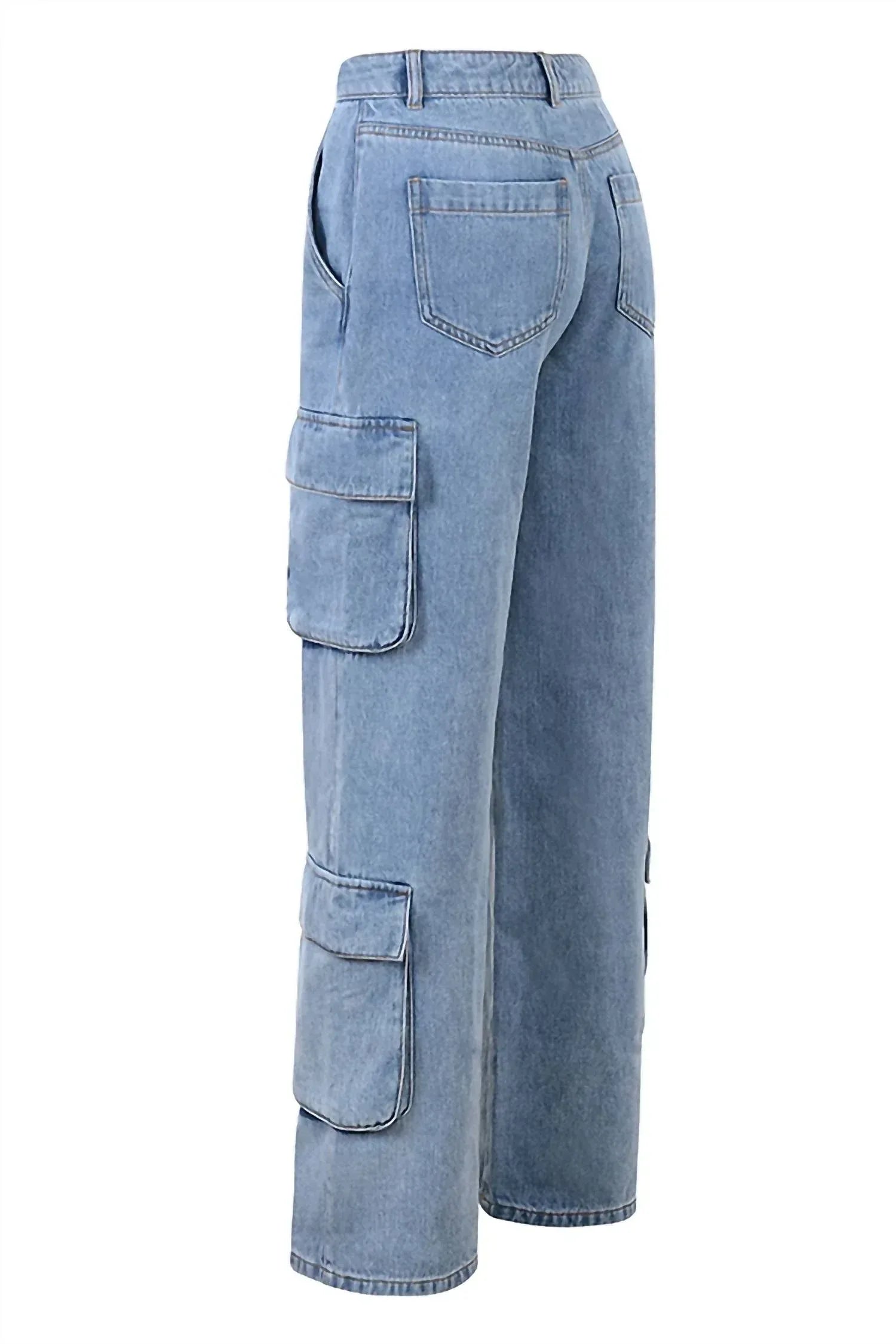 House of CB - Ria Washed Utility Cargo Jean - Rack Hunt