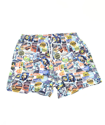 American Road Trip Print Swim Trunks