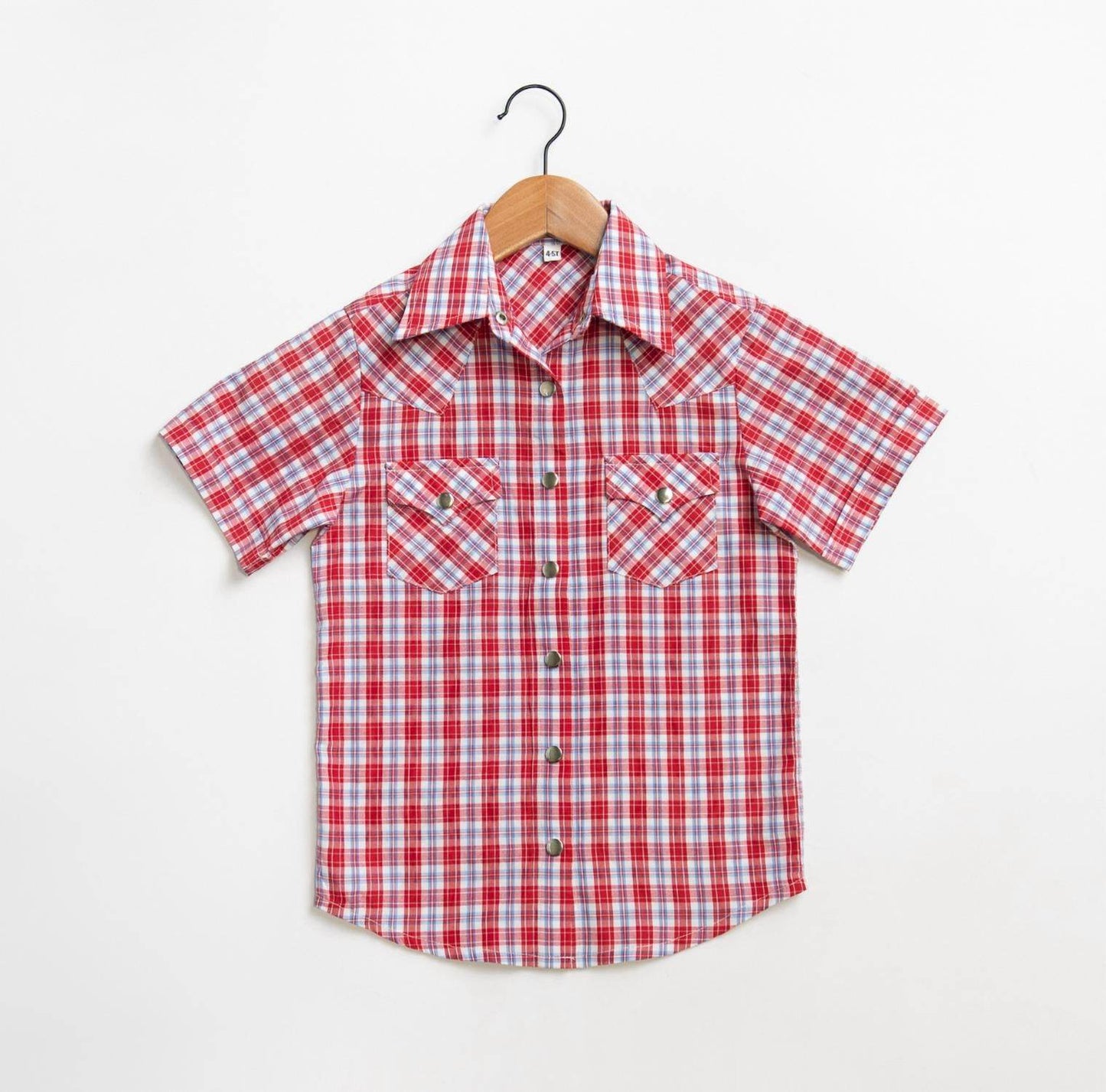 American Farm Company - Boys Youth Plaid Pattern Metal Snap Shirt - Rack Hunt -