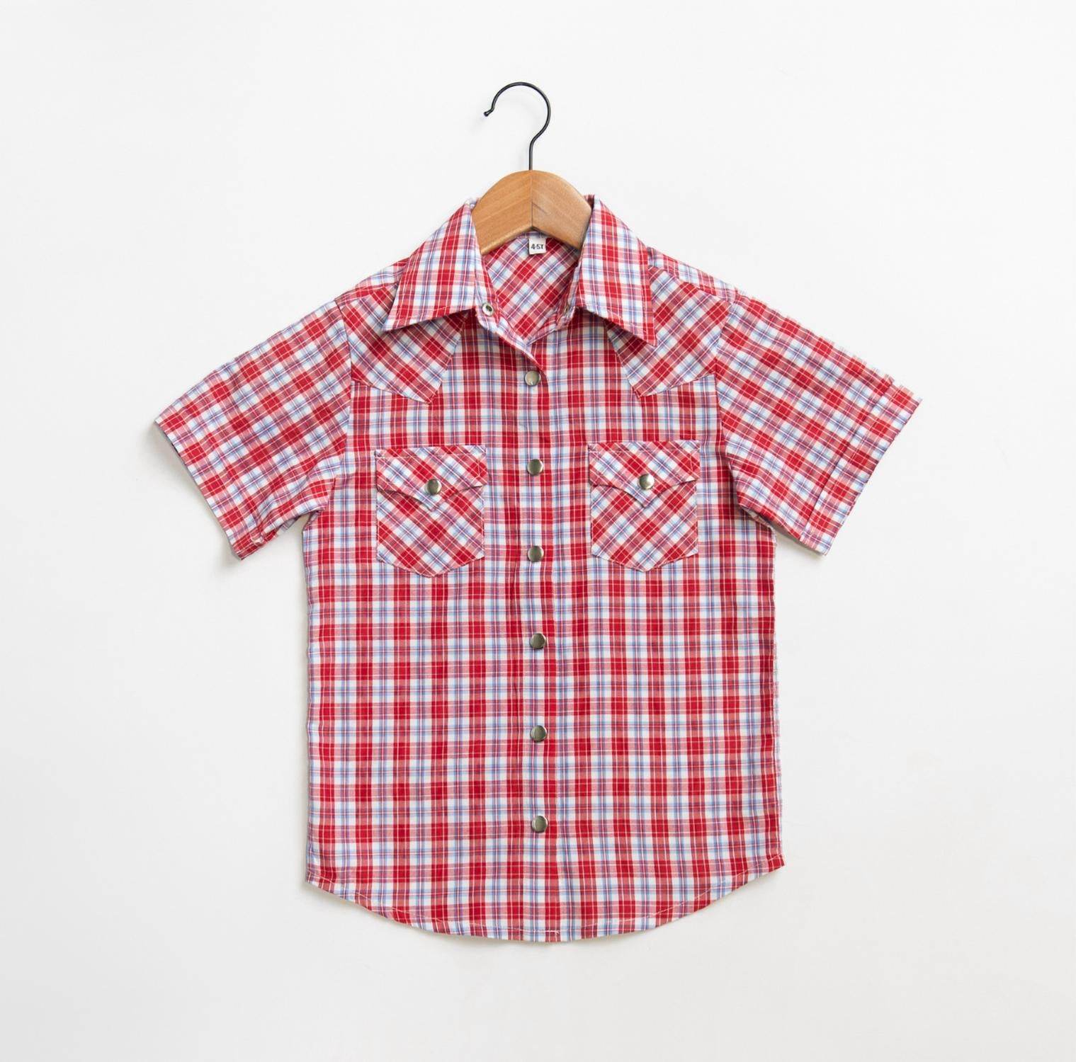 American Farm Company - Boys Youth Plaid Pattern Metal Snap Shirt - Rack Hunt -