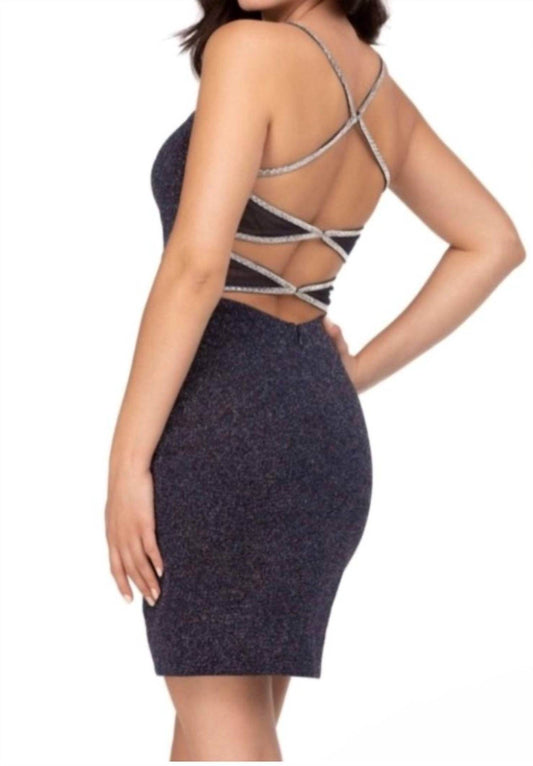 Abby Paris - Sparkle Sweetheart Neck Mini Dress Open Back - Rack Hunt