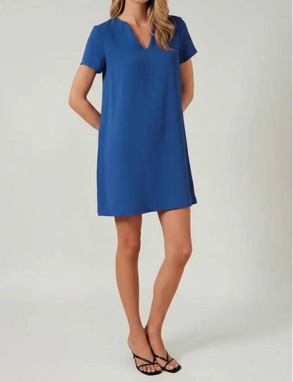 Dani V-notch Short Sleeve Shift Mini Dress