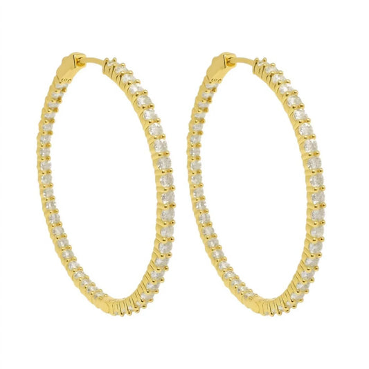 Allyanna Gifts - Women's Moissanite Inside Out Hinged Hoop Earrings - Rack Hunt