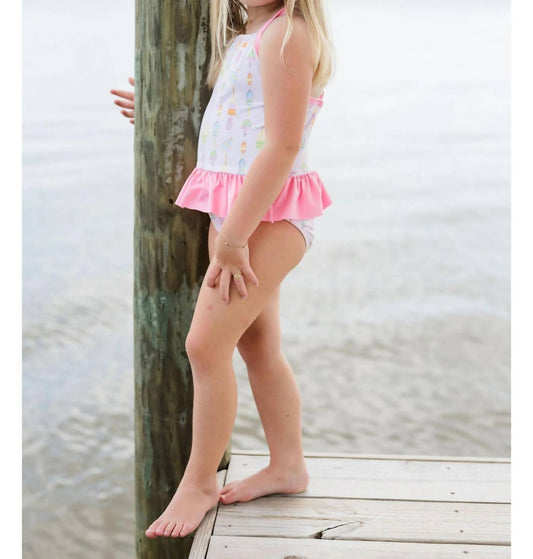 Girls Knit Reel Fun Lainey Swimsuit With Ruffle