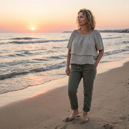 Flowy Off The Shoulder Linen Top