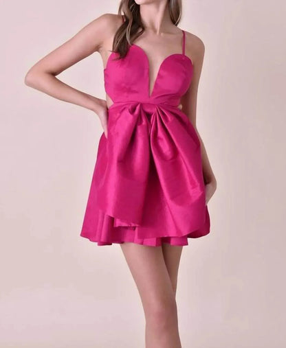 Cason Couture - The Camille Bow Mini Dress - Rack Hunt