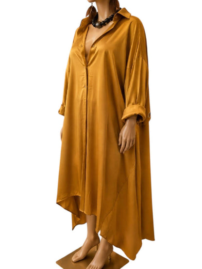 Women's Trench-back Button-front Tunic Duster