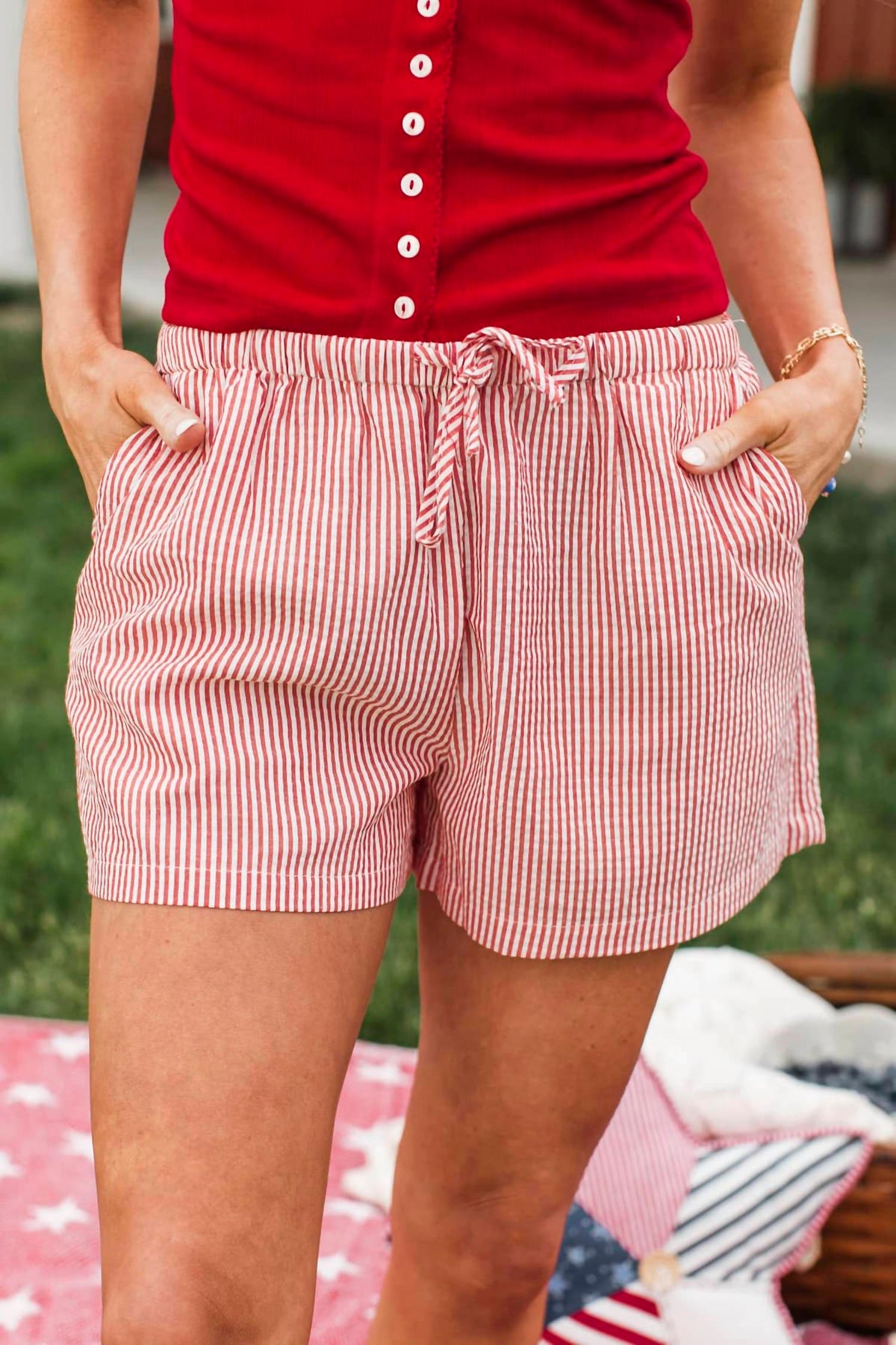 Striped Coastal Drawstring Shorts