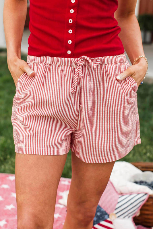 Striped Coastal Drawstring Shorts