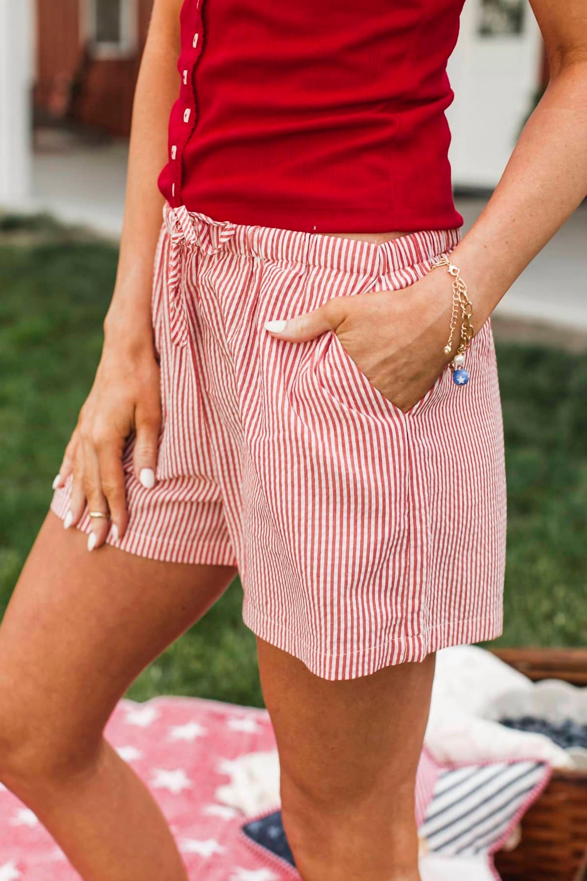 Striped Coastal Drawstring Shorts
