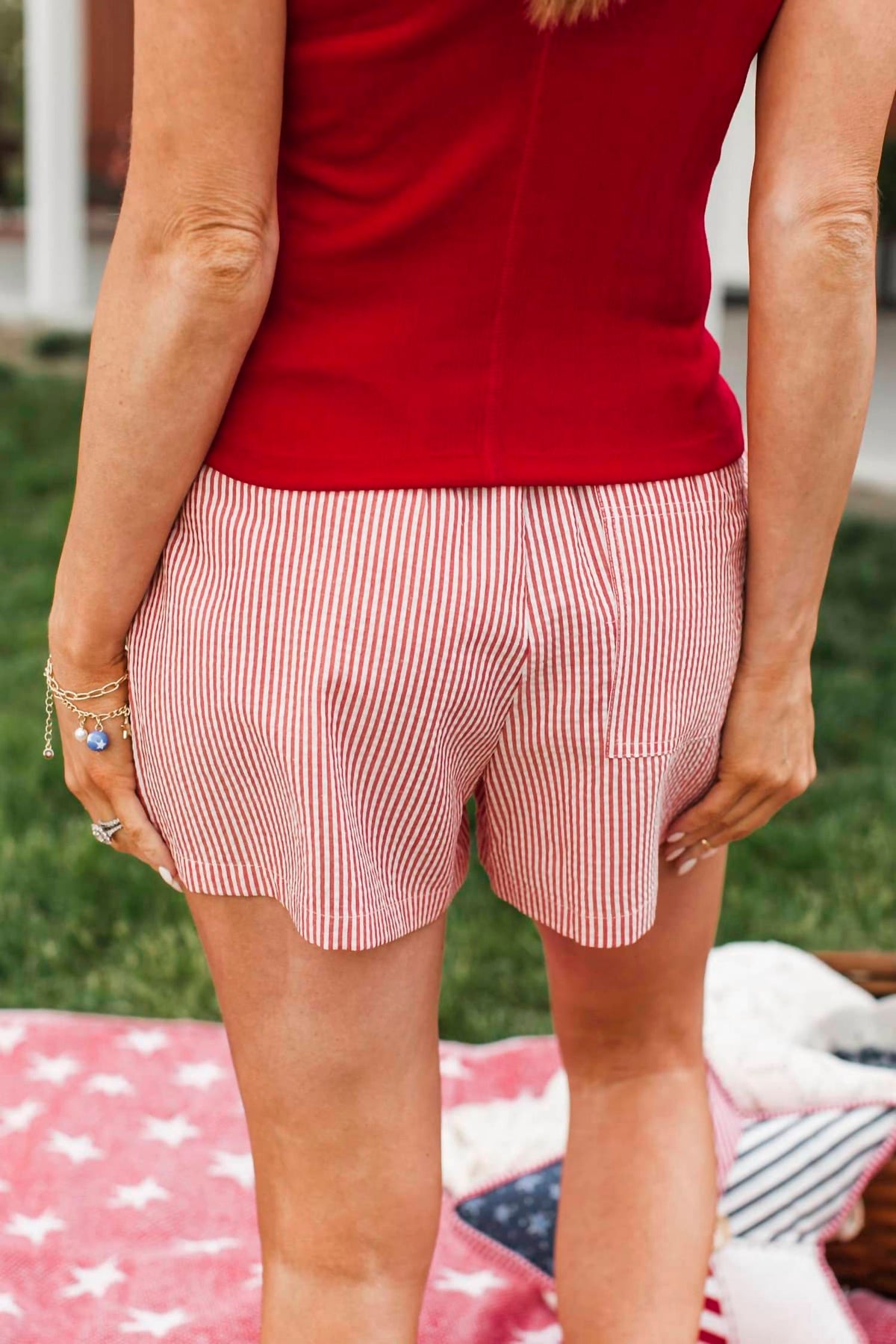 Striped Coastal Drawstring Shorts