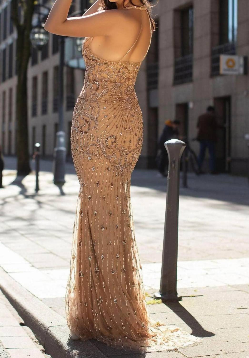 Halter Embellished Prom Maxi Dress