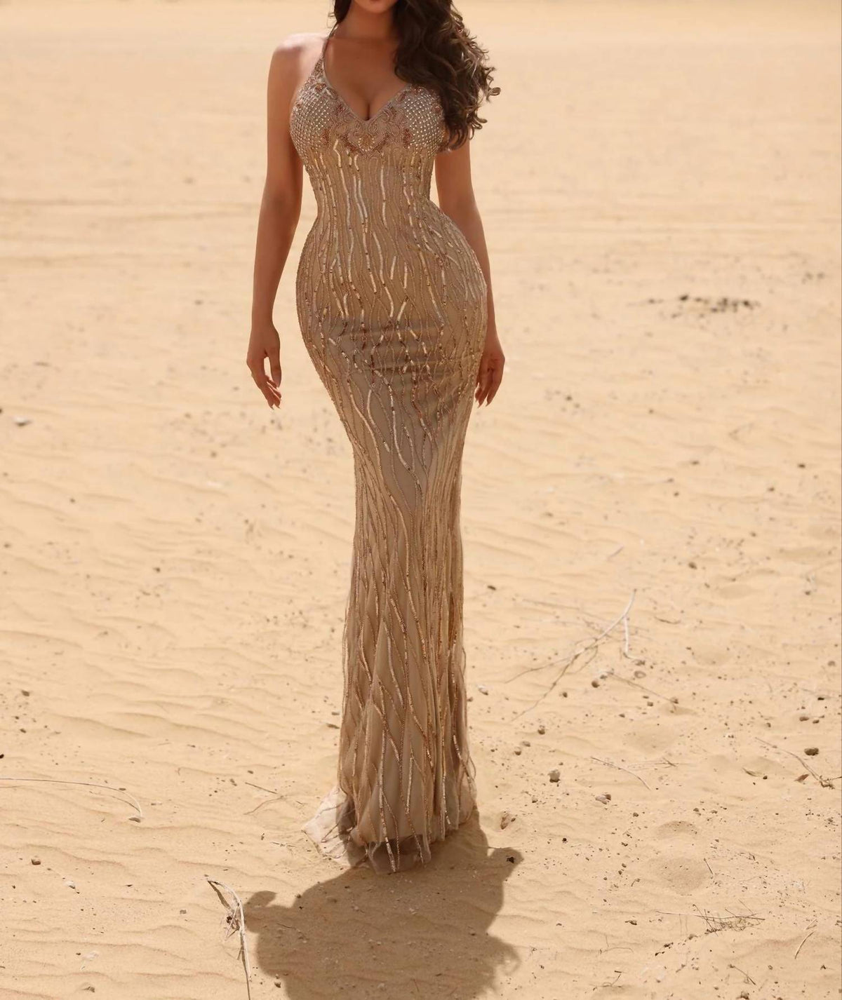 Sequin Embellished With Crisscross Back Detail Dress