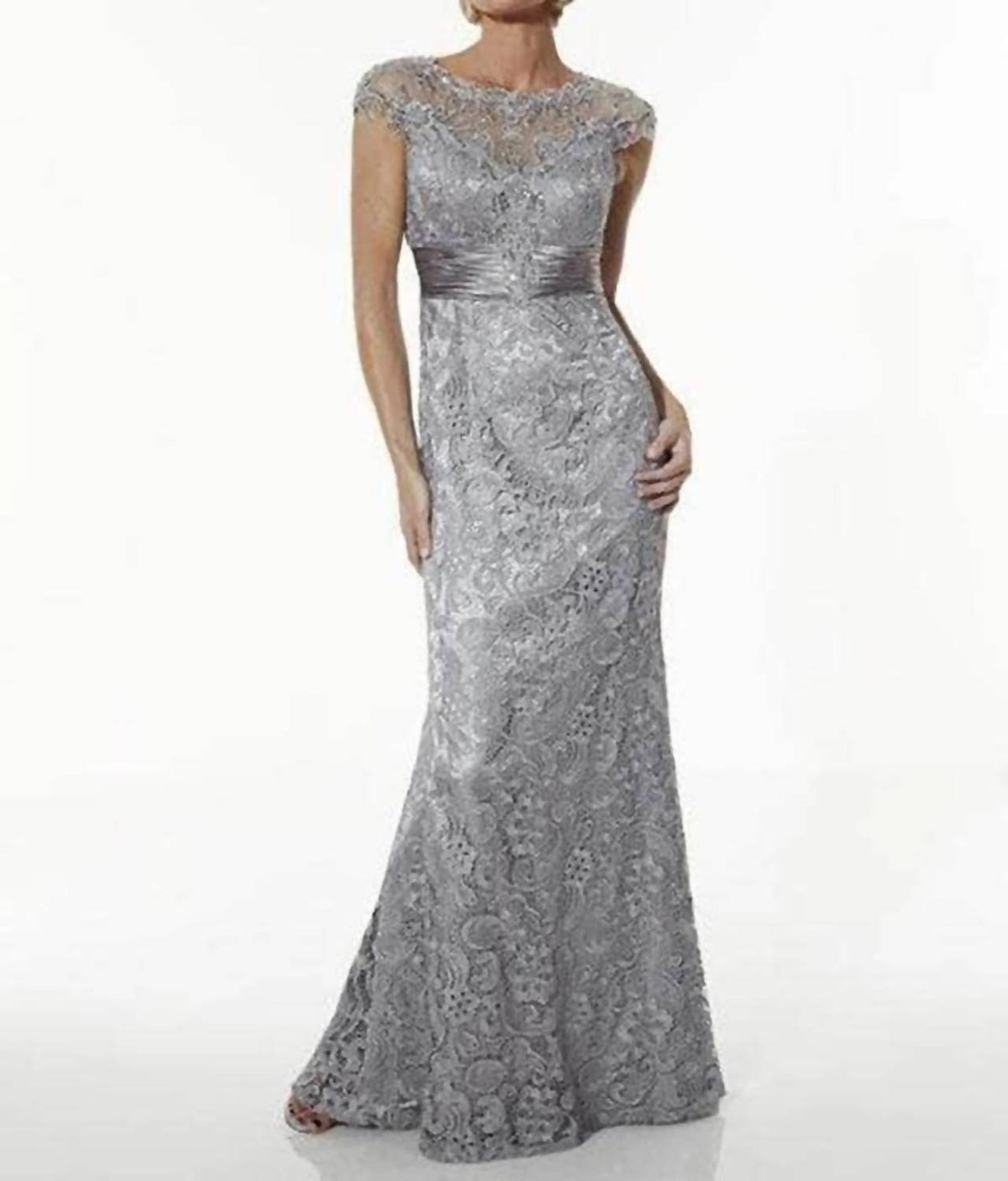 Cape Sleeve Lace Formal Gown