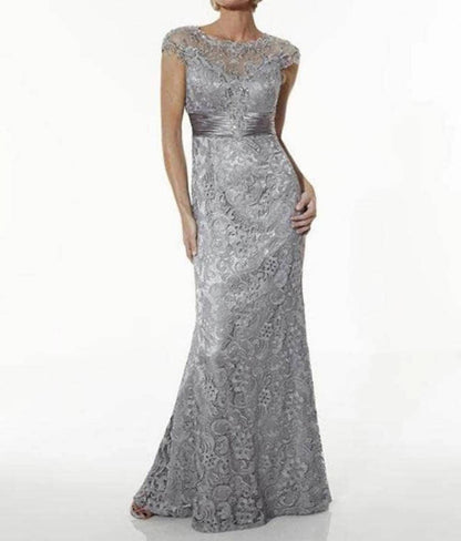 Cape Sleeve Lace Formal Gown