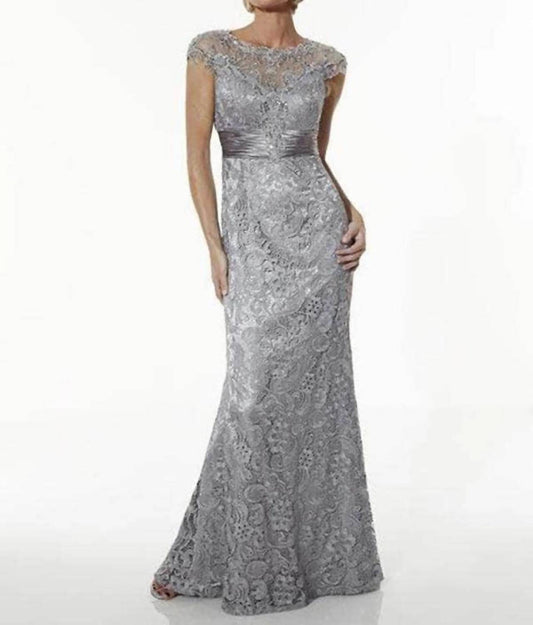 Cape Sleeve Lace Formal Gown