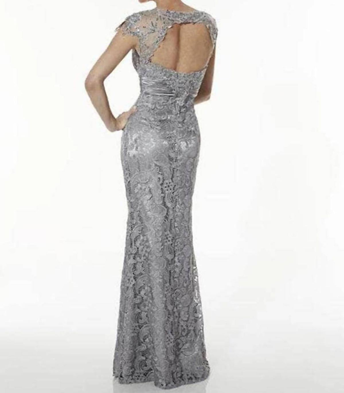 Cape Sleeve Lace Formal Gown
