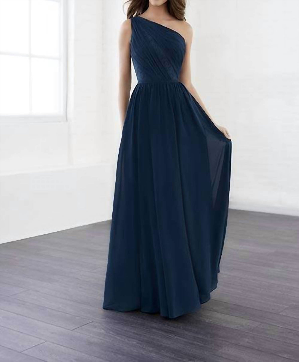 One Shoulder Pleated Bodice Dress