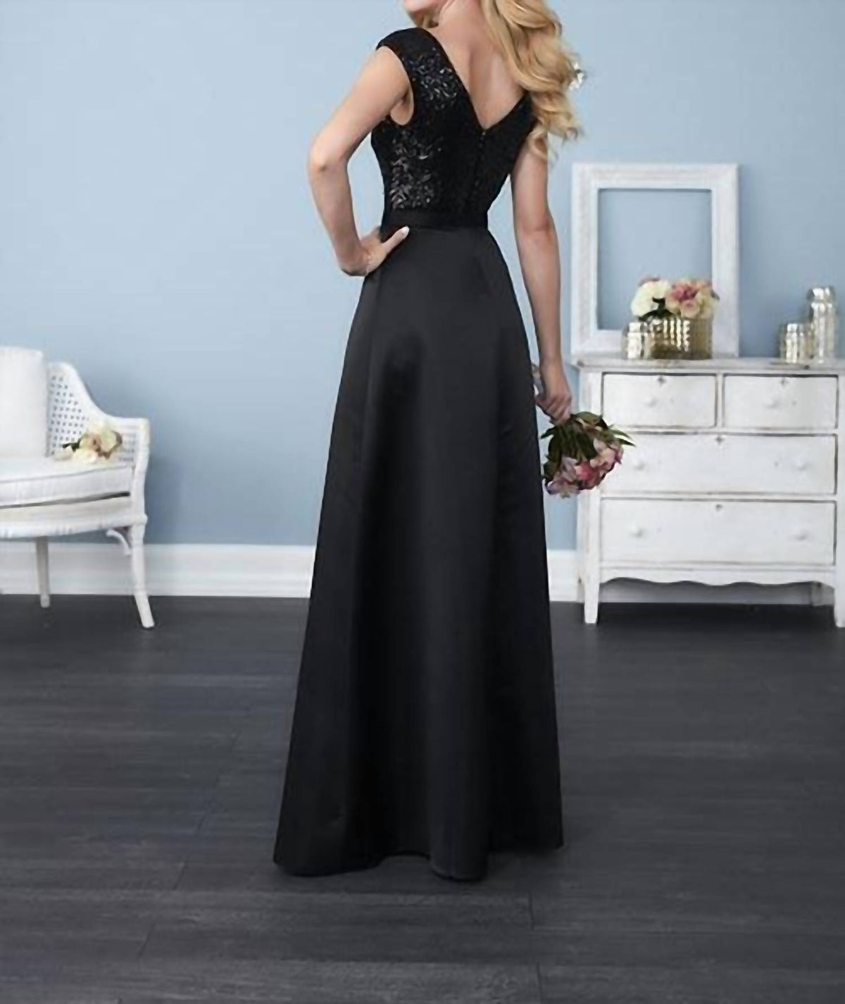 Sequined Dress With Removable Satin Overskirt