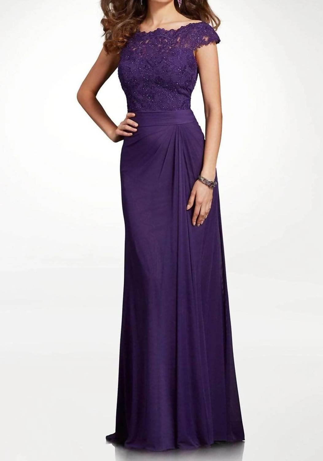 Cap Sleeve Sheath Formal Dress