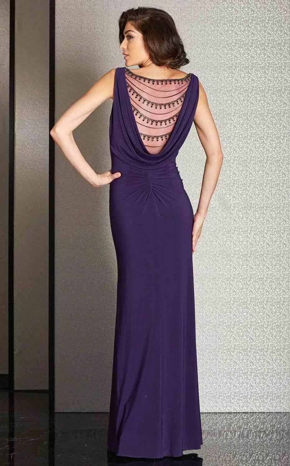 Cowl Back Sheath Prom Gown