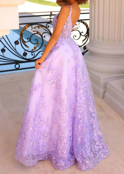 Floral Sequin Prom Gown