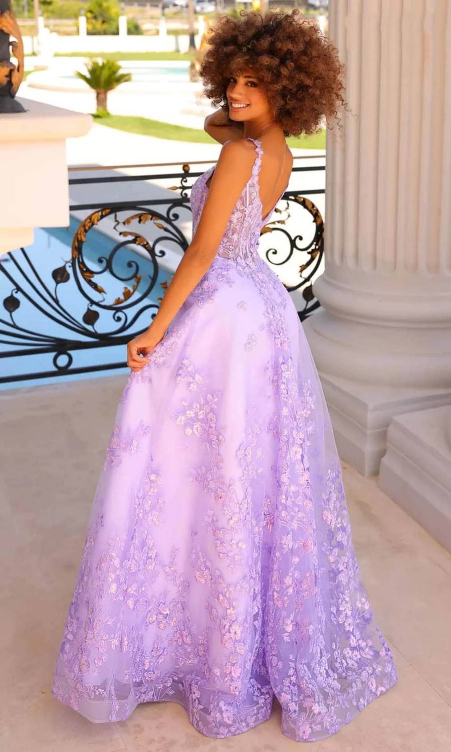 Floral Sequin Prom Gown