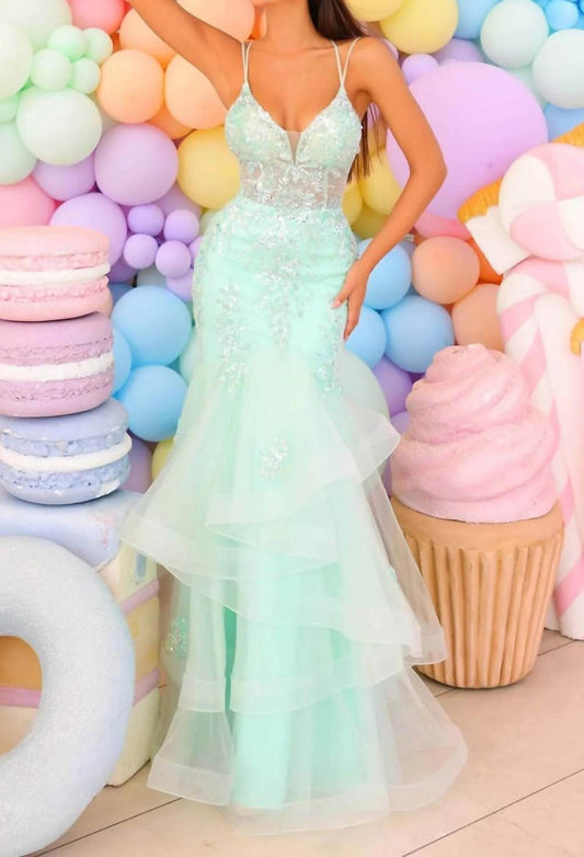 Sequin Tulle Prom Maxi Dress