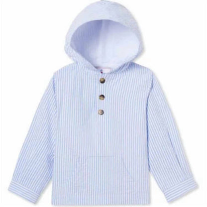 Boy's Bennet Seersucker Hooded Pullover