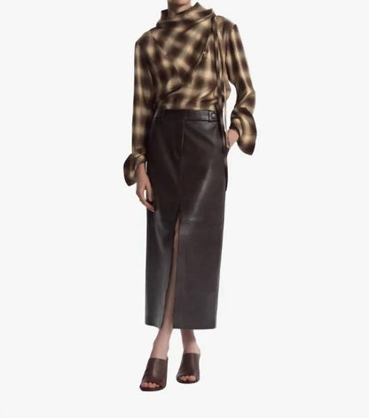 Tailored Front-slit Midi Skirt