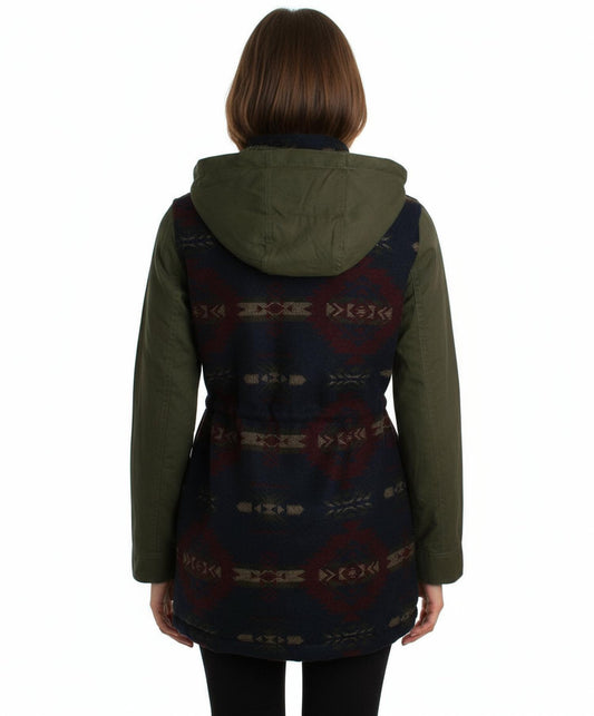 Mixed Media Aztec Print Coat